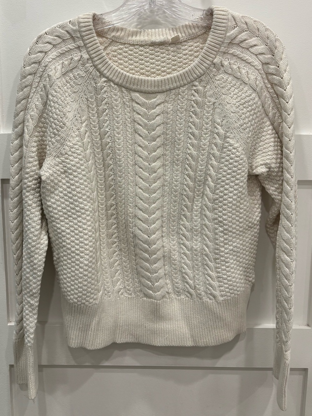 GAP Cream Cable-Textured Crewneck Sweater